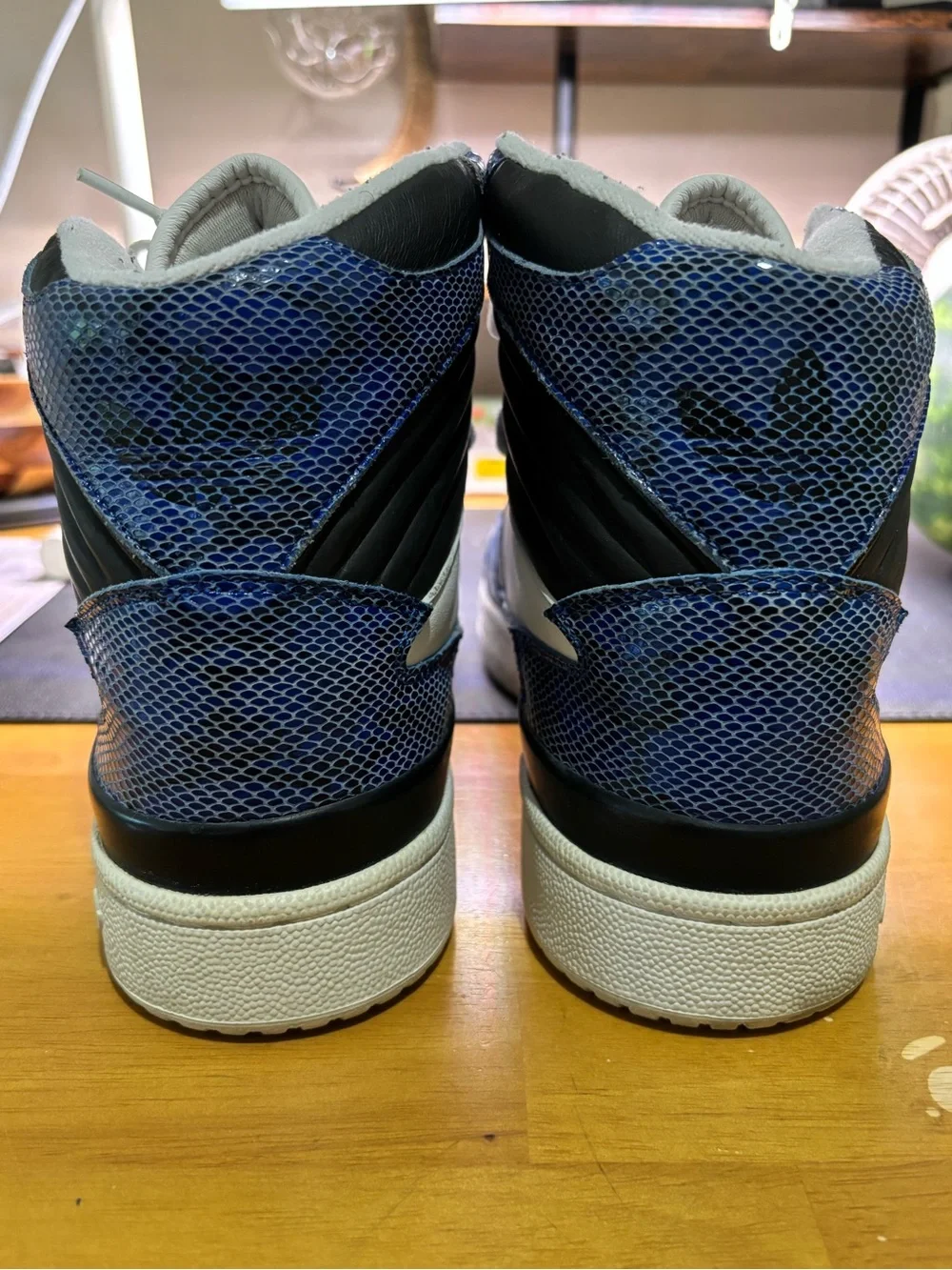 ADIDAS RUN-DMC FLEETWOOD HIGH TOP SNAKESKIN LEATHER SNEAKERS MENS.